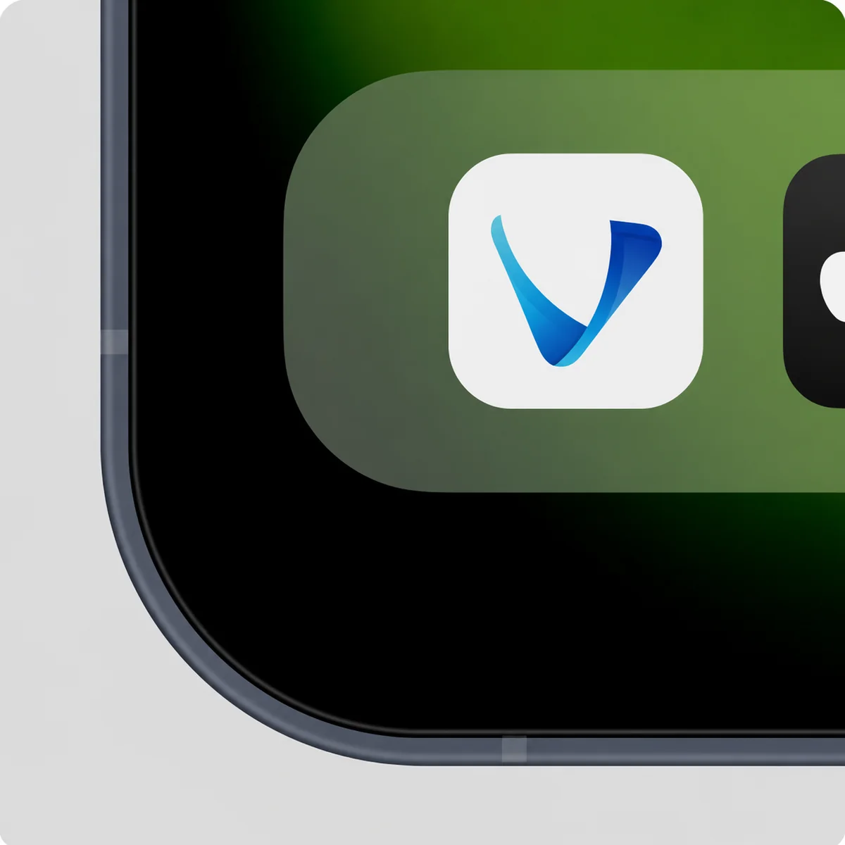 VClear app icon close-up on a phone screen