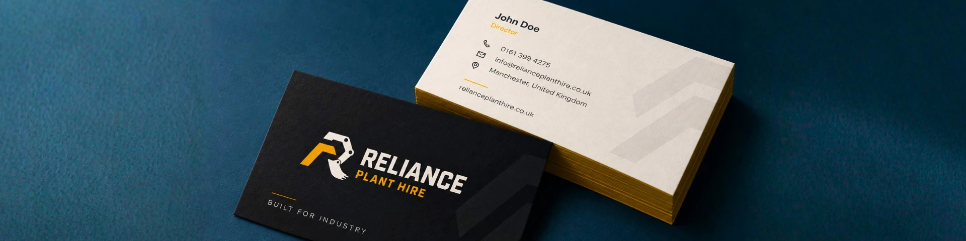 Branding collateral mock-up for Reliance Plant Hire