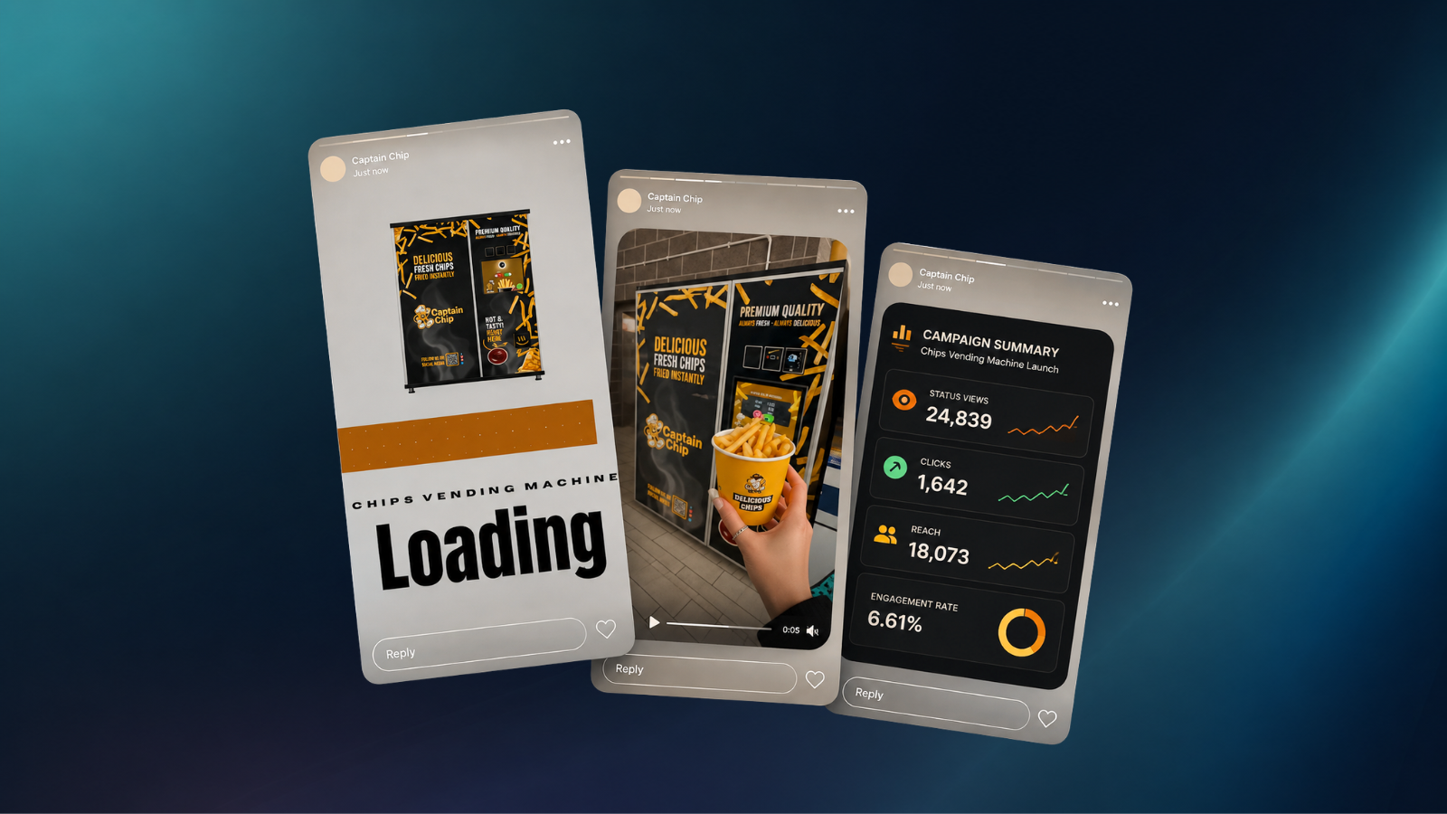 Social media marketing campaign mock-up for Captain Chip