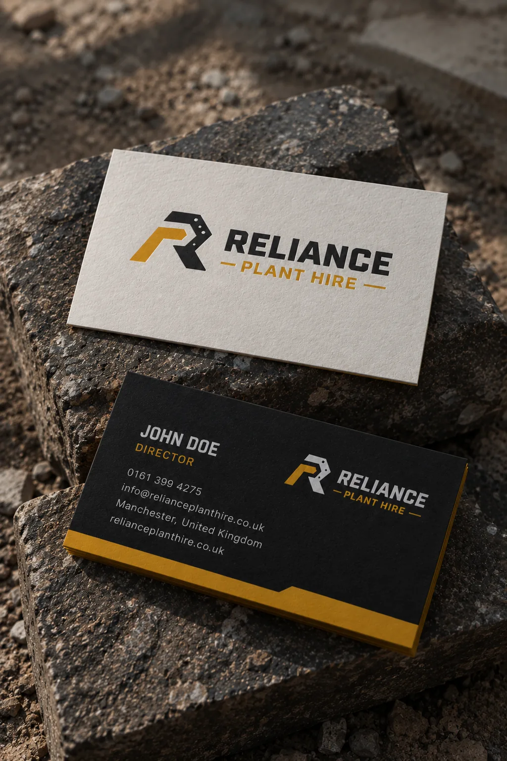 Reliance Plant Hire business cards